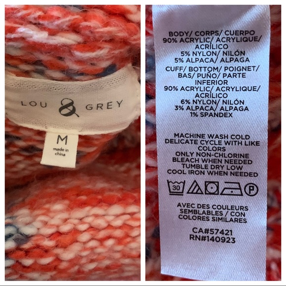Red & Blue Marled Chunky Knit Turtleneck - Picture 5 of 6